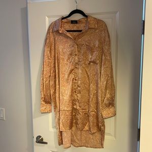 Satin button down shirt dress from Vici